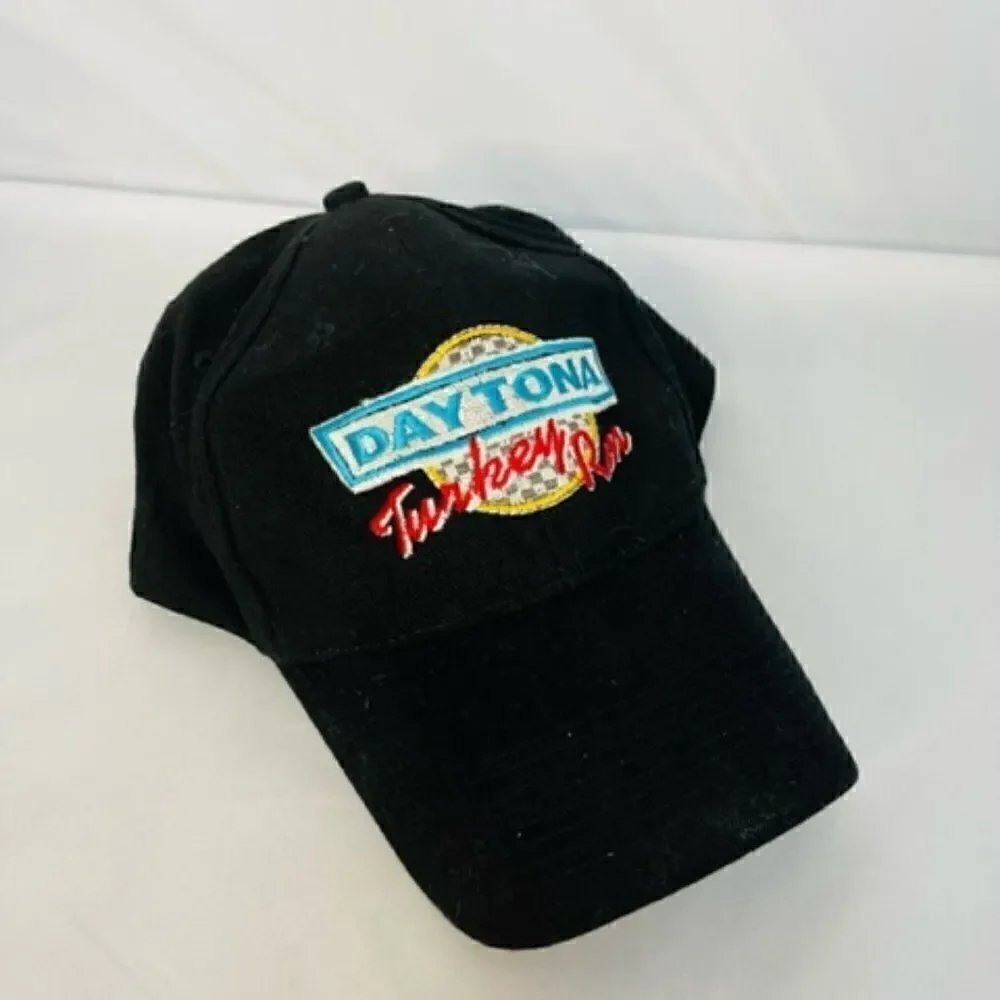 Daytona Turkey Run Baseball Cap Hat Black Hook & Loop Adjustable  Very good cond